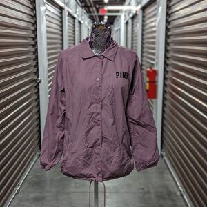 Retro Y2K PINK Size Medium Mauve‎ Pink Rain Coat w Snap Closure